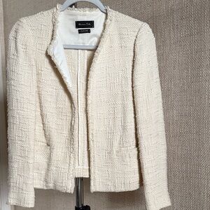 Massimo Dutti Textured Cream Blazer